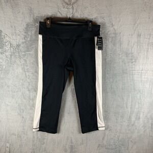 Ideology Women's L Leggings Black White Crop Capri Pocket‎ Pull On Gym Athletic